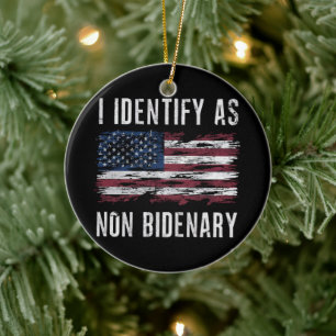 Décoration En Céramique Je m'identifie comme un drapeau américain patrioti