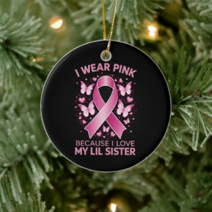 Décoration En Céramique Je porte du rose pour ma petite sœur sensibilisati