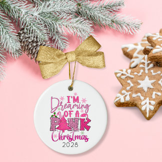 Décoration En Céramique Je rêve d'un Noël rose