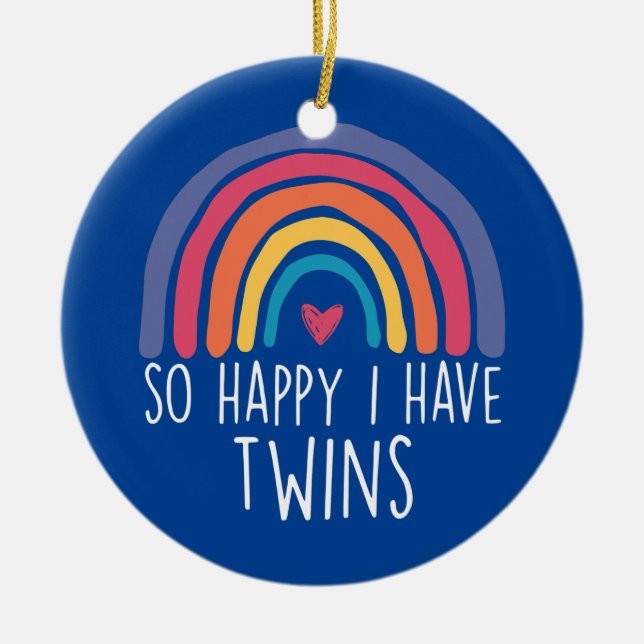 Décoration En Céramique Je Suis Heureux D'Avoir Deux Jumeaux Raibow Parent (Devant)
