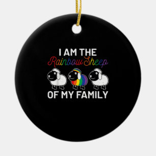 Décoration En Céramique Je suis le mouton arc en ciel de ma famille Cade