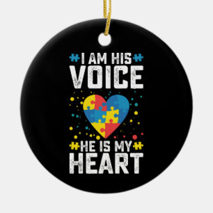 Décoration En Céramique Je suis sa voix, il est mon cœur Papa Maman autism