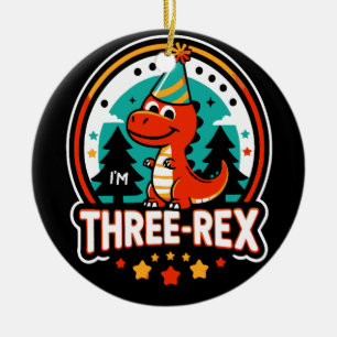 Décoration En Céramique Je suis trois Rex Cute Dinosaur pour la 3ème fille