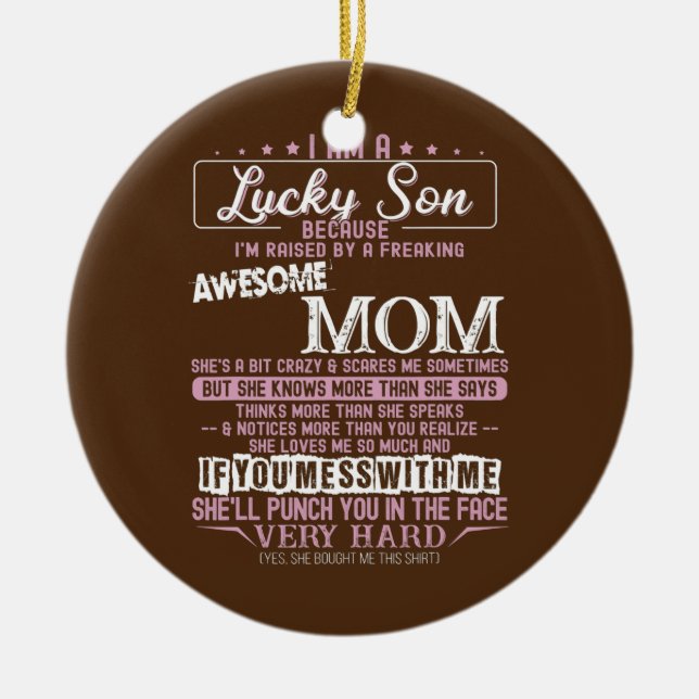 Décoration En Céramique Je Suis Un Fils Chanceux Je Suis Élevé Par Maman F (Devant)