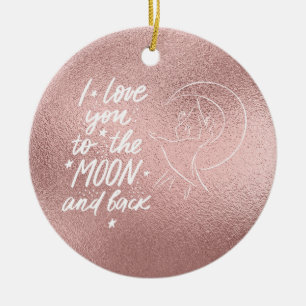 Décoration En Céramique Je t'aime à la lune et l'or Rose arrière