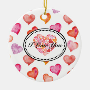Décoration En Céramique Je t'aime coeur aquarelle