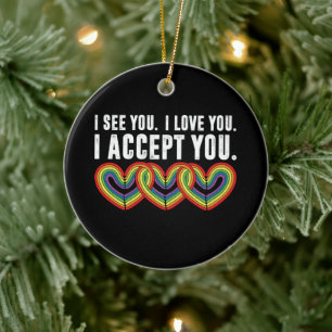 Décoration En Céramique Je te vois je t'aime je t'accepte arc-en-ciel LGBT
