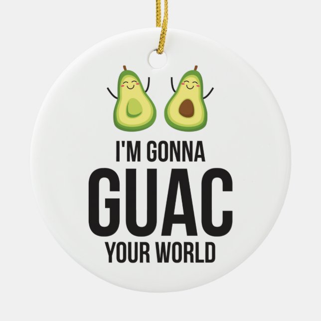 Décoration En Céramique Je vais Guac votre monde drôle Guacamole Avocado (Devant)