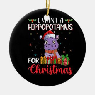 Décoration En Céramique Je veux un hippopotame pour Noël