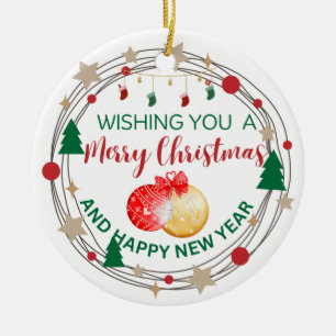 Décoration En Céramique Je vous souhaite un joyeux Noël et une bonne année