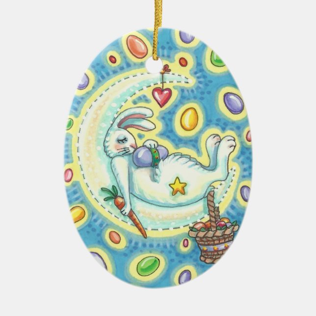 Décoration En Céramique JELLY BEAN RÊVES EASTER BUNNY ORNAMENT Oval (Devant)