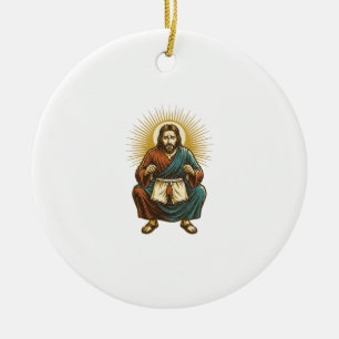 Décoration En Céramique Jésus ajustant un mal-être inconfortable au milieu
