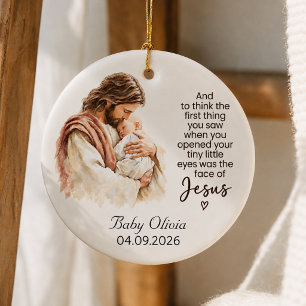 Décoration En Céramique Jésus bébé personnalisé Premier Noël Religieux