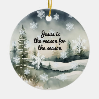 Décoration En Céramique Jésus est la raison de la saison de la scène hiver