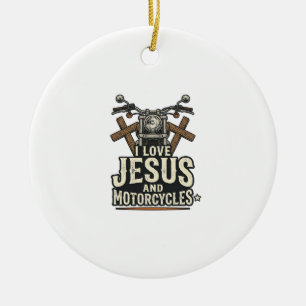 Décoration En Céramique Jésus et motos vintage chrétien biker Desi