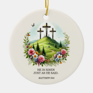 Décoration En Céramique Jésus sur la Croix Il est ressuscité Pâques