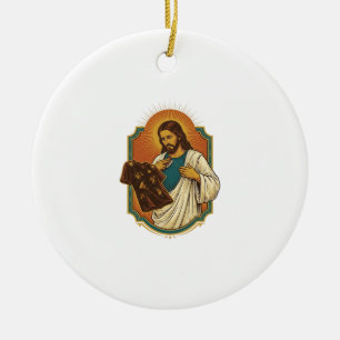 Décoration En Céramique Jésus Vêtements De Sport Noirs Couverts De Craie D