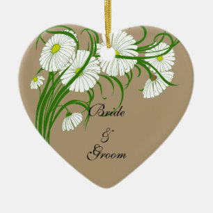 Décoration En Céramique Jeu de Mariages vintage blanc Gerber Daisy Flowers
