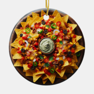 Décoration En Céramique Jeu de nourriture amusant   Nacho Nachos de Noël m