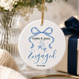 Décoration En Céramique Jeune couple fiancé, cadeau de Noël personnalisé