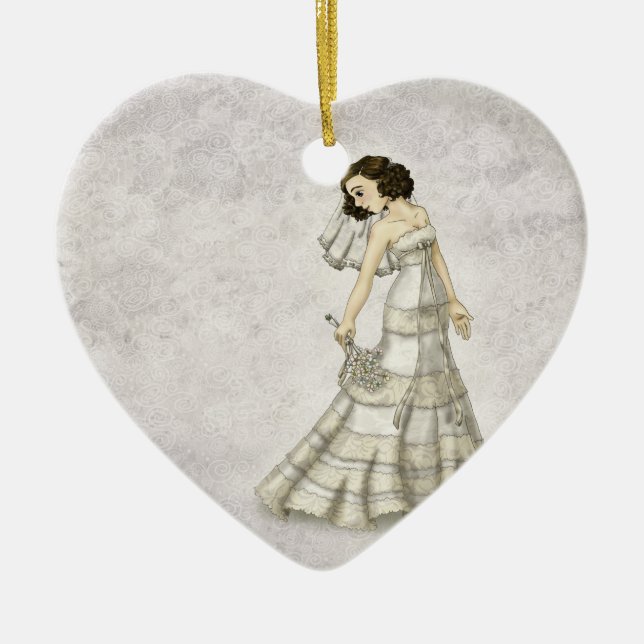 Décoration En Céramique Jeune mariée de dentelle (Devant)