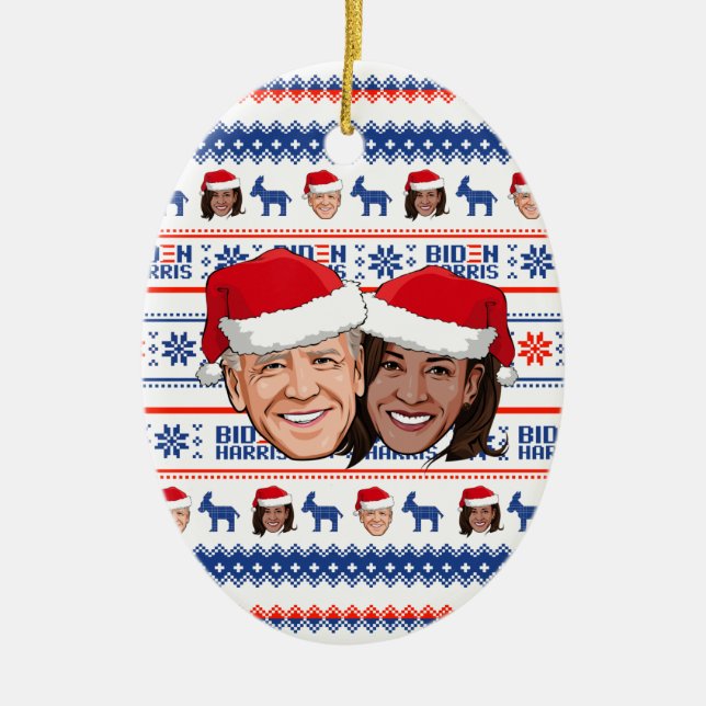 Décoration En Céramique Joe Biden et Kamala Harris Noël (Devant)