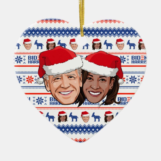 Décoration En Céramique Joe Biden et Kamala Harris Noël (Devant)