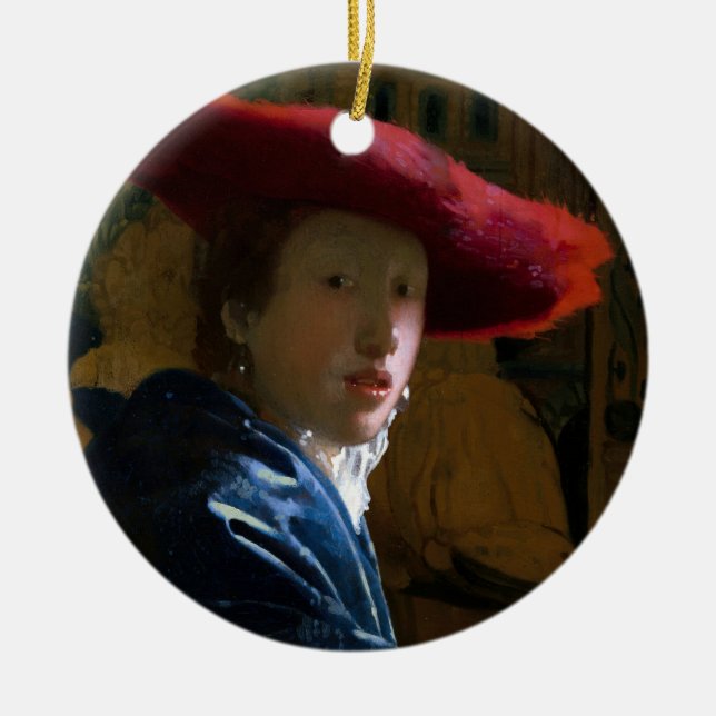 Décoration En Céramique Johannes Vermeer - Fille avec un Casquette rouge (Devant)
