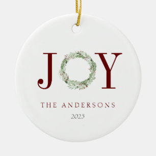 Décoration En Céramique JOIE Aquarelle Botanique Noël Wreath Holiday