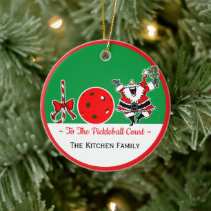 Décoration En Céramique Joie au terrain de Pickleball Santa personnalisé