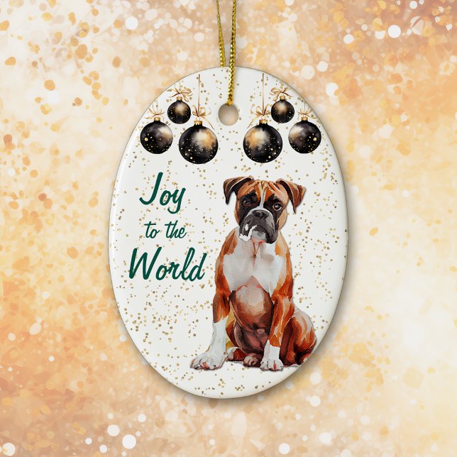 Décoration En Céramique Joie de chien de boxe au monde Noël (Créateur téléchargé)