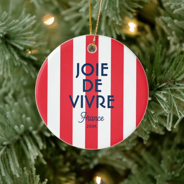 Décoration En Céramique Joie De Vivre France Red Cabana Stripe Français (Arbre)