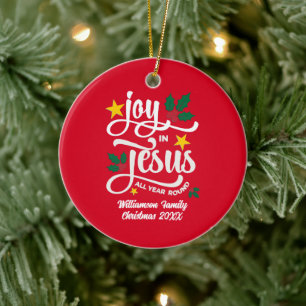 Décoration En Céramique JOIE EN JÉSUS Nom de famille Noël chrétien