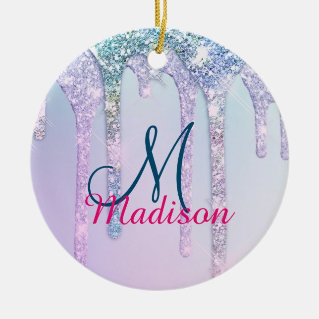 Décoration En Céramique Joli Aqua Turquoise Unicorn Parties scintillant Dr (Devant)