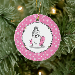 Décoration En Céramique Joli Ballet Princesse Vieux anglais Sheepdog Grey