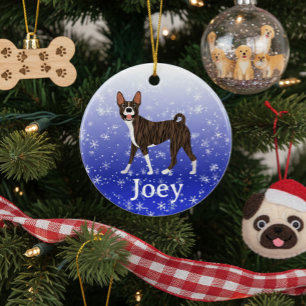 Décoration En Céramique Joli Basenji Bringé Personnalisé pour Noël