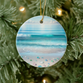 Décoration En Céramique Joli Blue Ocean Waves and Sea Glass Personnalisé