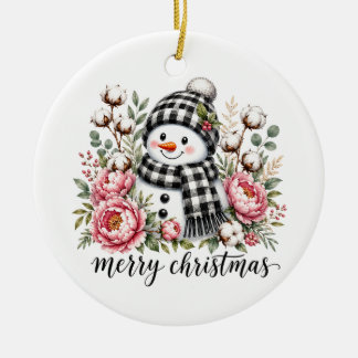 Décoration En Céramique Joli Bonhomme de Neige Joyeux Noël