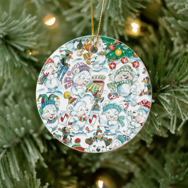 Décoration En Céramique Joli caricature Noël Polaire Ours Penguin Party (Arbre)