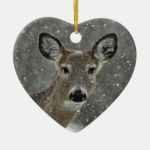 Décoration En Céramique Joli Cerf De Neige D'Hiver