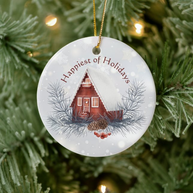 Décoration En Céramique Joli chalet d'hiver sur mesure Noël (Arbre)