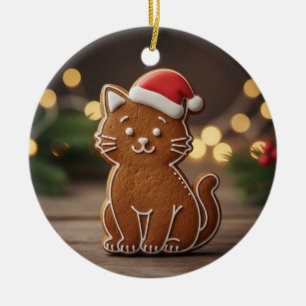Décoration En Céramique Joli Chat en Biscuit de Noël
