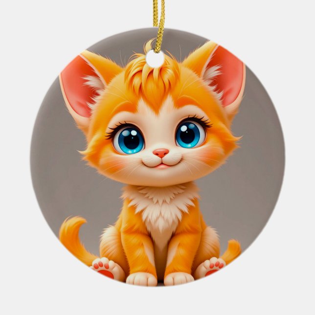 Décoration En Céramique Joli Chat Orange Dessin Animé (Devant)