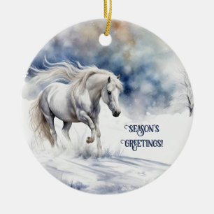 Décoration En Céramique Joli cheval en Noël de neige
