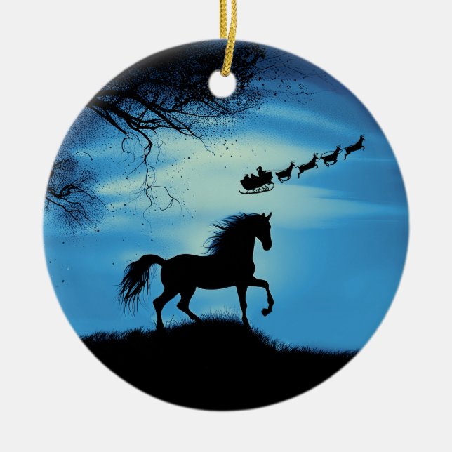 Décoration En Céramique Joli Cheval Père Noël et Reindeer Sleigh Noël (Devant)