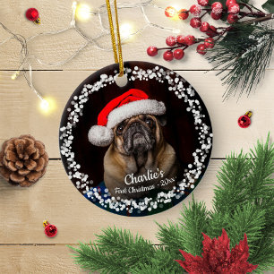Décoration En Céramique Joli chien chiot animal de compagnie premier Noël