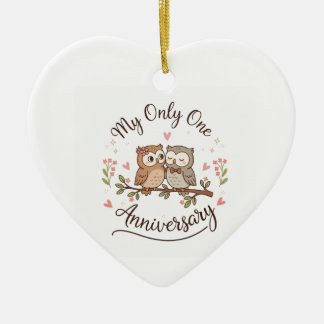 Décoration En Céramique Joli Couple de Hiboux Mon Seul Anniversaire Romant