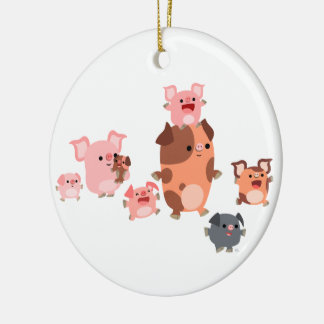 Décoration En Céramique Joli dessin de la famille de cochon