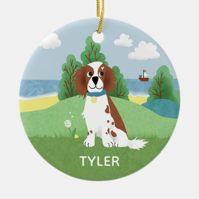 Décoration En Céramique Joli et moderne anglais Springer espagnol Noël (Devant)