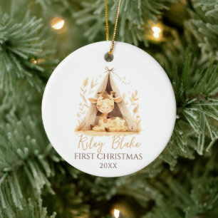 Décoration En Céramique Joli Girafe Bébé de Genre Neutre Premier Noël
